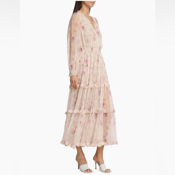 LoveShackFancy Kailo Silk Floral Tiered Maxi Dress - No Size Tag - Picture 13 of 13